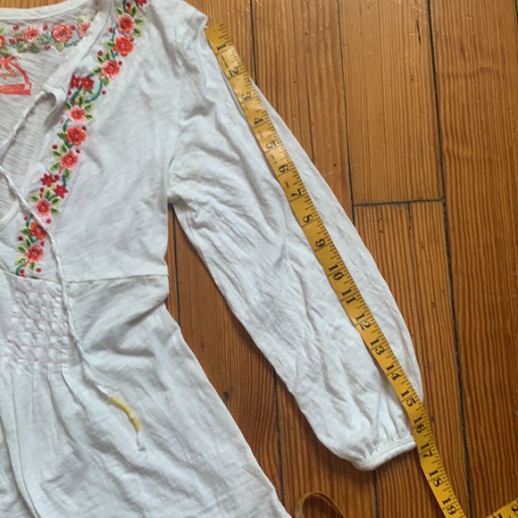 EUC Free People semi-sheer boho embroidered yolk cotton top - Picture 6 of 8